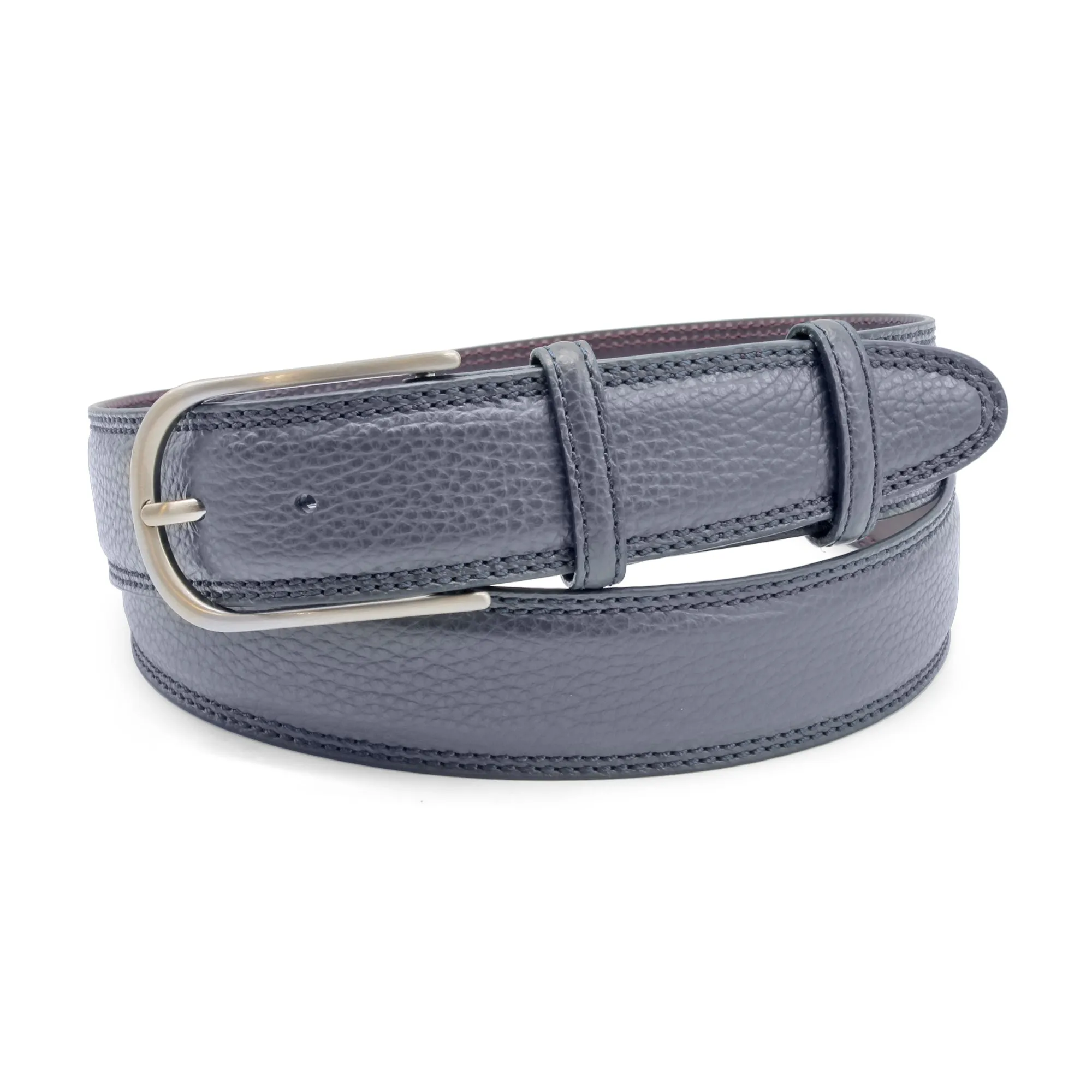 Navy Blue Mottled Slimline Satin Prong Belt